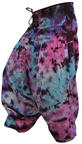 SHOPOHOLIC FASHION Hippie bunt Batik Baggy Haremshose, locker sitzend Hose - NEU Tyedye 3, One Size von SHOPOHOLIC FASHION