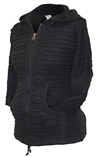 SHOPOHOLIC FASHION Kapuzenpullover mit Geschlitztem Rasiermesserschnitt für Damen (Schwarz, XXL) von SHOPOHOLIC FASHION