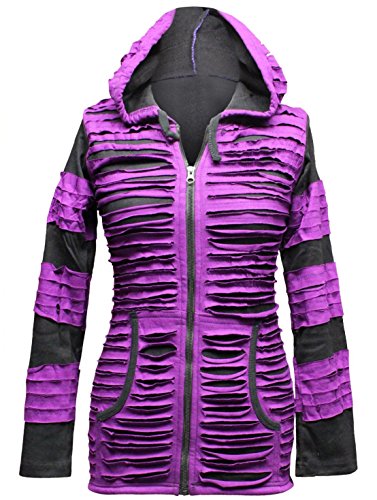 SHOPOHOLIC FASHION Kapuzenpullover mit Geschlitztem Rasiermesserschnitt für Damen (Violett, L) von SHOPOHOLIC FASHION