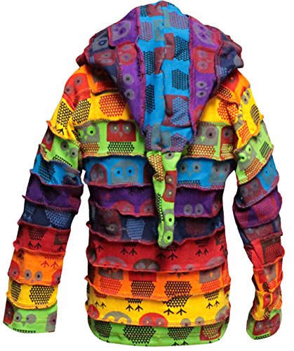 SHOPOHOLIC FASHION Kinder Pixie Bunt Hippie Gestreift Kapuzenpulli Hippy Boho Kinder Jacke Sweatshirt - Eule, XXL von SHOPOHOLIC FASHION