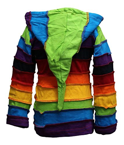 SHOPOHOLIC FASHION Kinder Pixie Bunt Hippie Gestreift Kapuzenpulli Hippy Boho Kinder Jacke Sweatshirt - Regenbogenforelle, S von SHOPOHOLIC FASHION