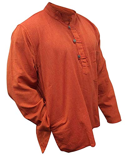 SHOPOHOLIC FASHION Leichtes Hippie-Festival-Opa-Shirt - Orange, 4XL von SHOPOHOLIC FASHION