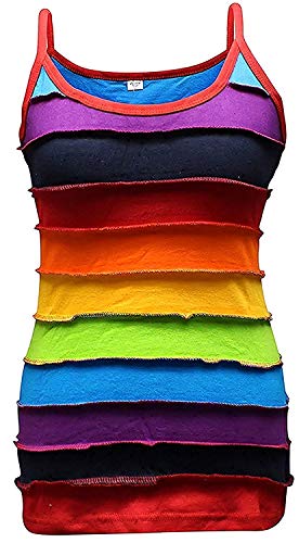 SHOPOHOLIC FASHION Regenbogen Gestreift Tank Top Bunt Hippie Damen Top - Regenbogenforelle, Regenbogenforelle, M von SHOPOHOLIC FASHION