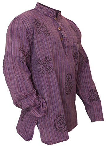 SHOPOHOLIC FASHION Unisex Stonewashed Gestreiftes, Leichtes Hippie-Opa-Hemd, Purple, M SHOPOHOLIC FASHION Unisex Stonewashed Gestreiftes, Leichtes Hippie-Opa-Hemd, Purple, M von SHOPOHOLIC FASHION