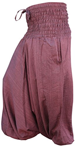 SHOPOHOLIC FASHION einfarbig locker sitzend Haremshose Aladdin Hippie Hose, Einfarbig Braun Coffee von SHOPOHOLIC FASHION