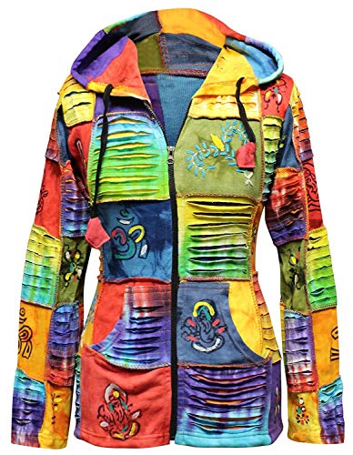 SHOPOHOLIC FASHION Damen Bunt Zerschnitten Patchwork Hippie Kapuzenpulli - Multi, S von SHOPOHOLIC FASHION