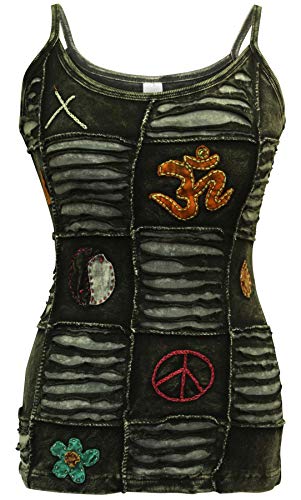 SHOPOHOLIC FASHION Damen Slashed Schwarz Gothic Sommer Festival Baumwolle Hippie Tank Top, M von SHOPOHOLIC FASHION