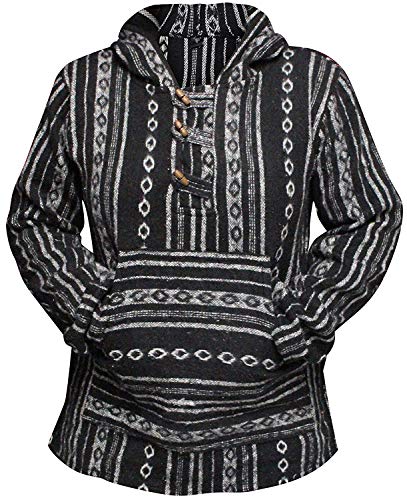 SHOPOHOLIC FASHION Damen Mehrfarbig Hippie Kapuzenpullover Boho Baja - Schwarz, XL von SHOPOHOLIC FASHION