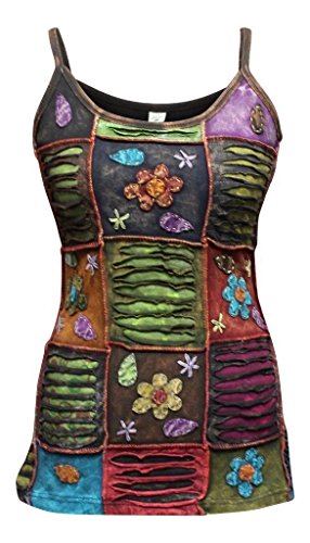 SHOPOHOLIC FASHION Damen Stonewashed Patchwork Slashed Sommer Boho Festival Weste Top, Mehrfarbig, S von SHOPOHOLIC FASHION