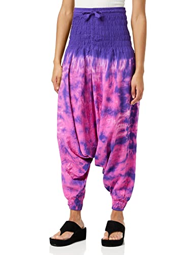 SHOPOHOLIC FASHION Hippie Bunt Batik Baggy Haremshose, Locker Sitzend Hose - Lila Rosa Mischung, One Size von SHOPOHOLIC FASHION