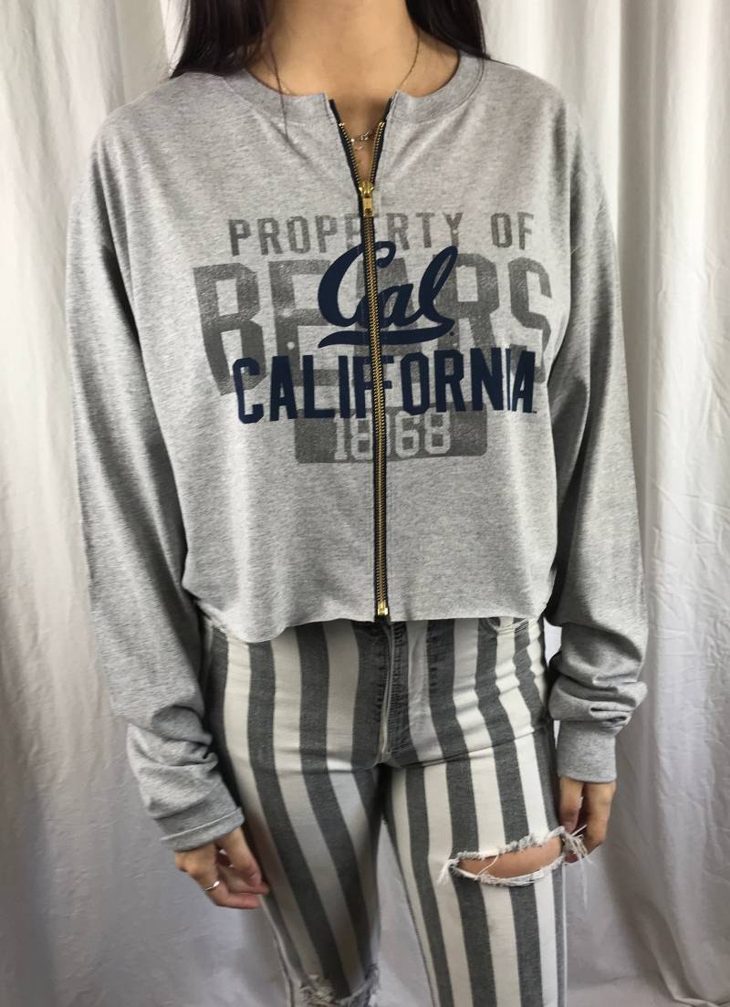 Universität Von Kalifornien Berkeley Abgeschnittenes Langarm-T-Shirt Mit Reißverschluss | L von SHOPONEVINTAGE