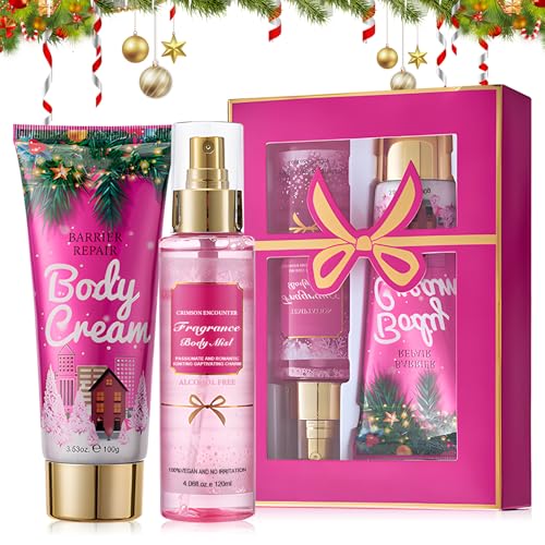 Geschenkset Weihnachten Frauen, Körperpflegesets Damen mit Body Lotion Damen Und Body Spray Frauen, Weihnachtsgeschenkset, Geschenk Set Weihnachten, Sanfter und Angenehmer, Lang Anhaltender Duft von SHOPPGO