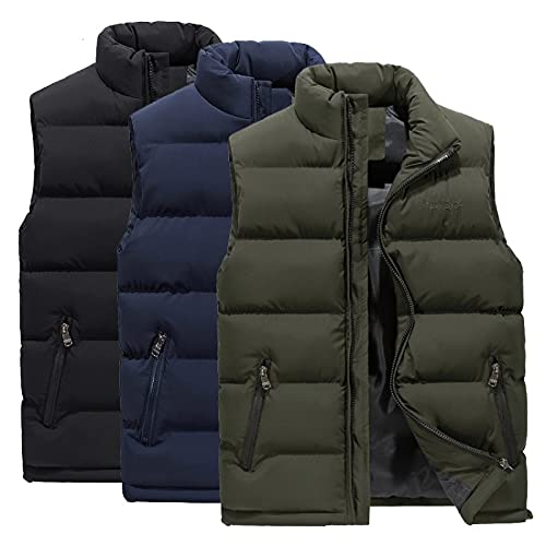 SHOUJIQQ Herren Daunenweste - Winter Winddicht Warme Verdickte Steppweste, Lässig Plus Größe Ärmellos Packbare Weste Für Tragbare Oberbekleidung,Schwarz,4X,Groß von SHOUJIQQ