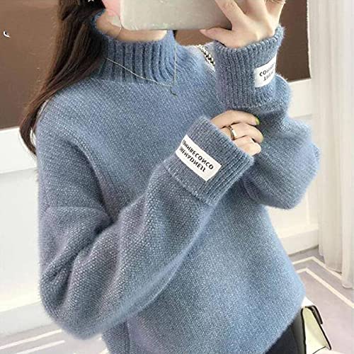 SHOUJIQQ Rollkragenpullover Pullover Für Damen - Winter Dicker Warmer Kaschmir Strickpullover, Herbst Plus Größe Langarm Strickoberteile Für Damen Bottoming Shirt Bekleidung,Grün,Groß von SHOUJIQQ