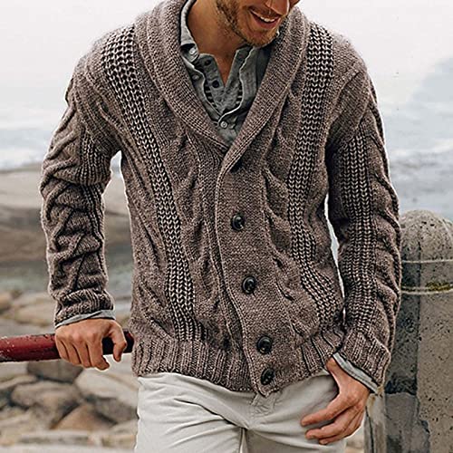 SHOUJIQQ Strickpullover Cardigan Jacke - Business Style Herren Pullover Knopf Cardigan, Einfarbig Herbst Winter Dicker Warmer Mantel Für Herren Gefütterte Außenbekleidung Bekleidung,Blau,Mittel von SHOUJIQQ