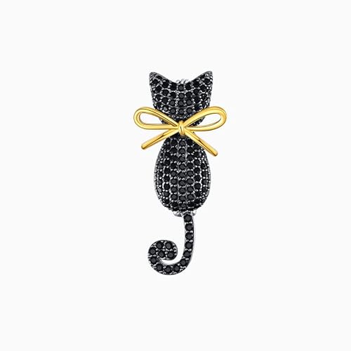 Curly-Tailed Cat Ins Tide Personality Brosche, weiblich, exquisit und niedlich, japanische Anti-Pin-Knopf-Mantel-Accessoires – Schwarz von SHOUKAII
