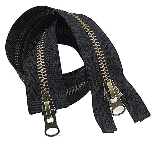 Metall-Nylon-Spiralreißverschlüsse, unsichtbarer Reißverschluss, 8# Metall-Bronze-Reißverschluss, 12–120 cm, offenes Ende/geschlossenes Auto-Lock-Doppelschieber-Reißverschluss for Nähen von Zelttasche von SHOUKAII