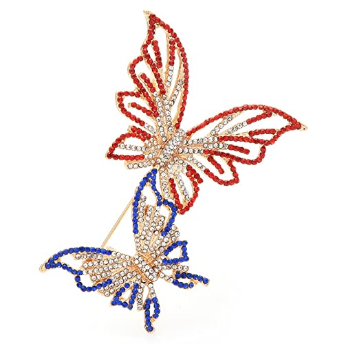 Pin Schal Clips Schönheit Schmetterling Broschen for Frauen Hochzeiten Büro Brosche Pin Geschenke Broschen (Color : Red-blue) von SHOUKAII