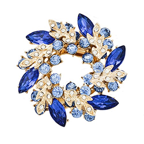 Strass-Brosche for Damen, modische Damen-Brosche mit Strass-Blumenstrauß, Brosche for Schal, Tasche, Schmuck, Charm-Schal-Clip for Damenschmuck, DIY-Hochzeitssträuße, Bankett-Set (Color : Blue) von SHOUKAII