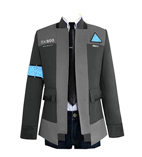 SHOWADAY Herren Connor Jacke Cosplay Kostüm Hemd Mantel Tops Uniform Anzug mit Krawatte - Grau - Medium von SHOWADAY