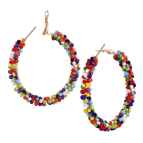 SHOWERORO 1 Paar Böhmische Perlen Hoop Ohrringe Harz Bunte Ohrringe für Frauen Trendige und Stilvolle Ohrschmuck für Partys und Alltag SHOWERORO 1 Paar Böhmische Perlen Hoop Ohrringe Harz Bunte Ohrringe für Frauen Trendige und Stilvolle Ohrschmuck für Partys und Alltag von SHOWERORO