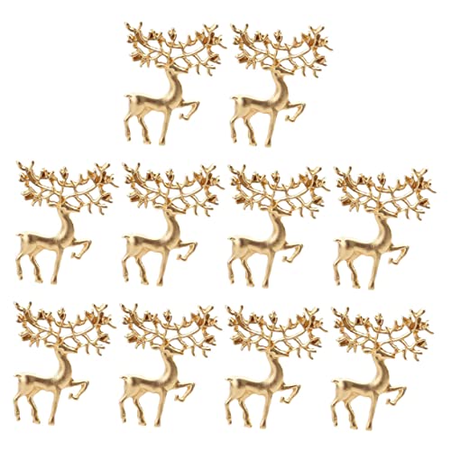 SHOWERORO 10 Stück Elk Broschen Retro Mattgoldene Elch Anstecknadeln Weihnachtsbroschen für Kleidung Schal Mantel Festlich und Elegant von SHOWERORO