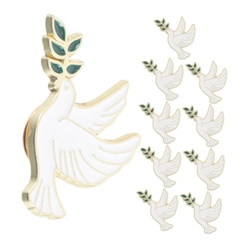 SHOWERORO 10 Stück Friedensdove Brosche Metall mit Olivenzweig Anstecknadeln für Damen und Herren Vielseitiger Schmuck für Kleidung Jacken Taschen und Festliche Anlässe von SHOWERORO