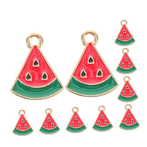 SHOWERORO 10 Stück Teiliges Mini Wassermelonen Anhänger aus Farbigem Legierungsmetall Leichte Tragbare Food Charms für DIY Schmuckherstellung Geeignet als Ohrstecker und Taschenanhänger von SHOWERORO