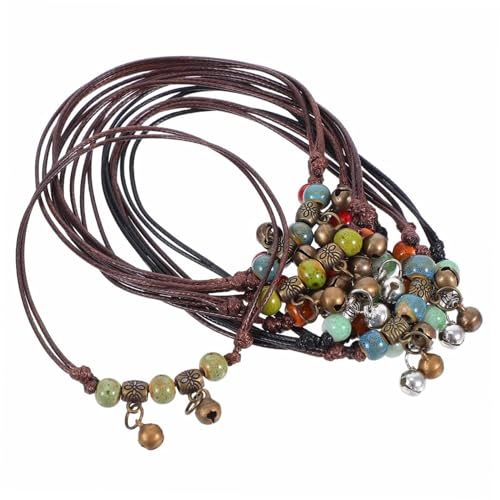 SHOWERORO 10 Stück Teiliges Verstellbares Boho Fußkettchen für Frauen und Mädchen Handgeflochten mit Porzellanperlen Bunte Ethno Designs Komfortabel und Langlebig für Strand und Sommermode von SHOWERORO