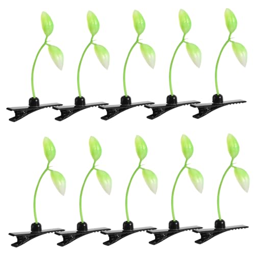 SHOWERORO 10stücke Haarspangen Grüne Pflanzen Haarspangen Einzigartige Erbsen Haarnadel Kleine Gras Haarspange Diy Handwerk Für Home School Party von SHOWERORO