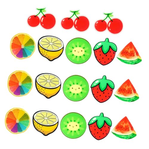 SHOWERORO 18 Stück Teiliges Süße Cartoon Obst Broschen Pins für Kleidung Rucksäcke Wassermelone Erdbeere Zitrone Kirsche Stilvolle Accessoires für Damen von SHOWERORO