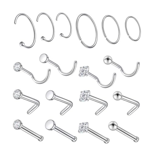 SHOWERORO 18Stücke Unisex Nasenringe Kreative Nasenclips Manschetten Modisches Nasenschmuck Zubehör für Damen Herren Robuste Korrosionsbeständige von SHOWERORO