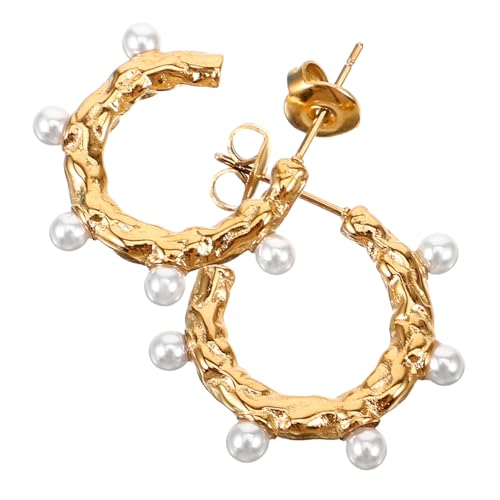 SHOWERORO 1Paar Perlen Ohrringe Vergoldete Geometrische Ohrstecker für Damen für Partys und Festliche Anlässe Hypoallergen und Leicht im Design SHOWERORO 1Paar Perlen Ohrringe Vergoldete Geometrische Ohrstecker für Damen für Partys und Festliche Anlässe Hypoallergen und Leicht im Design von SHOWERORO