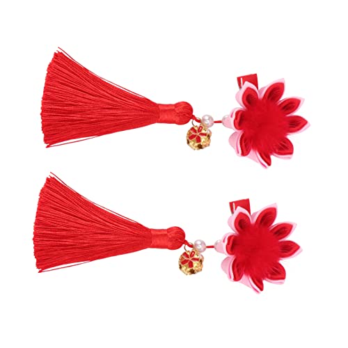 SHOWERORO 1paar Frühlingsfest Mädchen Haarspangen Mit Quasten Und Schleifen Neujahrs-haarclips Süßes Haaraccessoire Für Chinesischer Stil von SHOWERORO
