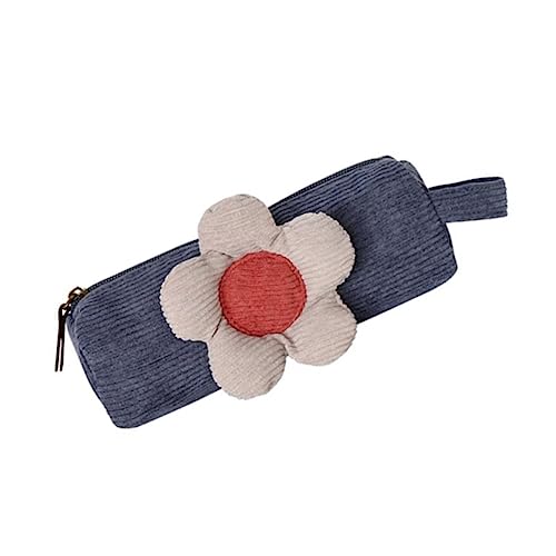 SHOWERORO 1stück Tragbares Federmäppchen Mit Reißverschluss Vintage Daisy Design Große Kapazität Für Schüler Multifunktionale Stifte Aufbewahrungstasche Nebelblau von SHOWERORO