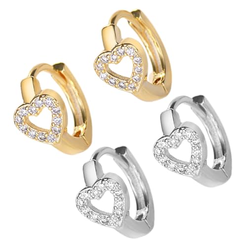 SHOWERORO 2 Paare Kleine Herz Creolen Ohrringe für Frauen Stylische Ear Hoops für Cartilage Elegantes Design in Gold und Platin für Täglichen Gebrauch SHOWERORO 2 Paare Kleine Herz Creolen Ohrringe für Frauen Stylische Ear Hoops für Cartilage Elegantes Design in Gold und Platin für Täglichen Gebrauch von SHOWERORO