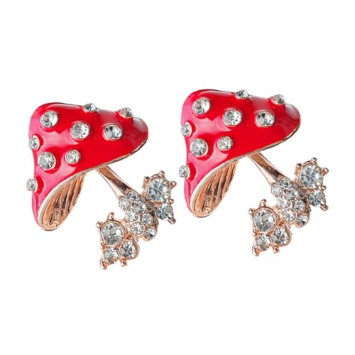 SHOWERORO 2 Stück Cartoon Pilz Broschen mit Strass Niedliche Mode Anstecker für Kleidung und Taschen Legierungs Pin für Partys und Freizeitmode von SHOWERORO