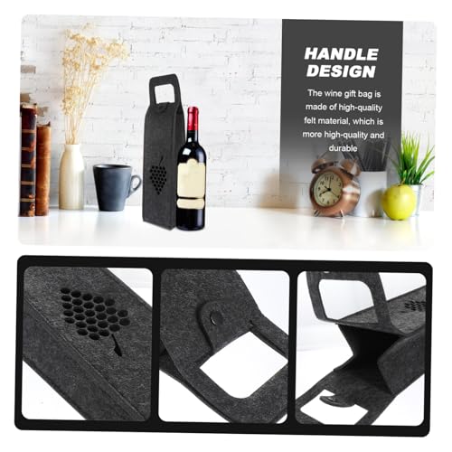 SHOWERORO 2 Stück Filz Weinflaschen Taschen mit Henkel und Druckknopfverschluss Wiederverwendbare Tragbare Geschenkbeutel in Dunkelgrau Schützende Verpackung für Weinflaschen von SHOWERORO