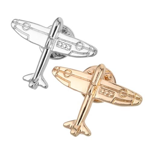 SHOWERORO 2 Stück Mini Flugzeug Anstecknadeln Broschen für Herren Jackett Revers Leichte Langlebige Pins in Gold und Silber für Formelle Kleidung und Partys Stilvolles Accessoire für von SHOWERORO