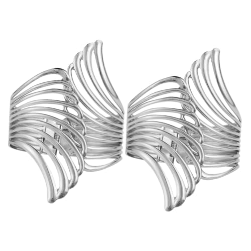 SHOWERORO 2 Stück Offenes Flügel manschettenarmband Silbernes Metallarmband Damen Verstellbar Modisch Elegant Handgelenkschmuck Geschenk von SHOWERORO