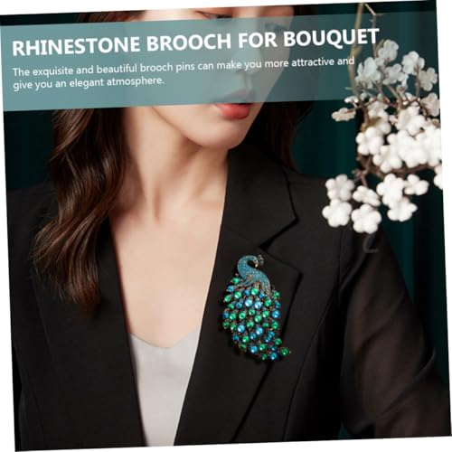 SHOWERORO 2 Stück Strass Pfau Broschen Pins Damen Schmuck Anstecknadeln für Hochzeit Party Büro Eleganter Pfauenmotiv Schmuck mit Funkelnden Kristallen Modische Broschen für Formelle von SHOWERORO