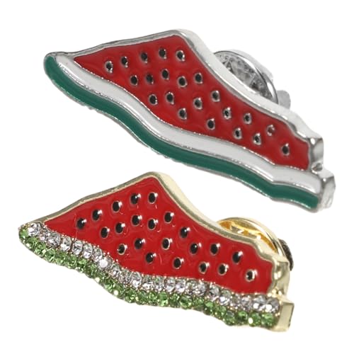 SHOWERORO 2 Stück Wassermelonen Emaille Brosche Lustige Anstecknadeln für Kragen Hüte Taschen Süßes Cartoon Design für Sommerpartys und Alltäglichen Stil Leicht und Tragbar von SHOWERORO