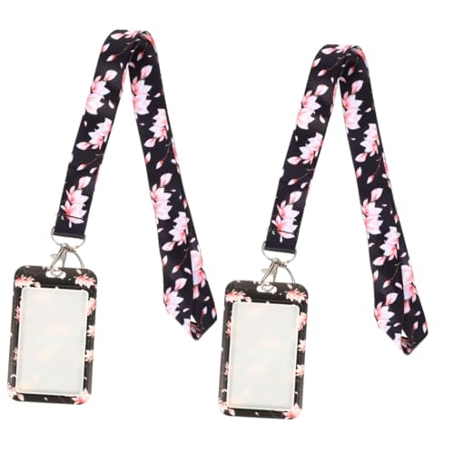 SHOWERORO 2St Kartenhalter für Telefon-Lanyard Abnehmbarer Protektor Kredithülle Karten Halter Card Holder schlüsselanhänger Ausweishülle transparente Polyesterabdeckung Kunststoff Black von SHOWERORO