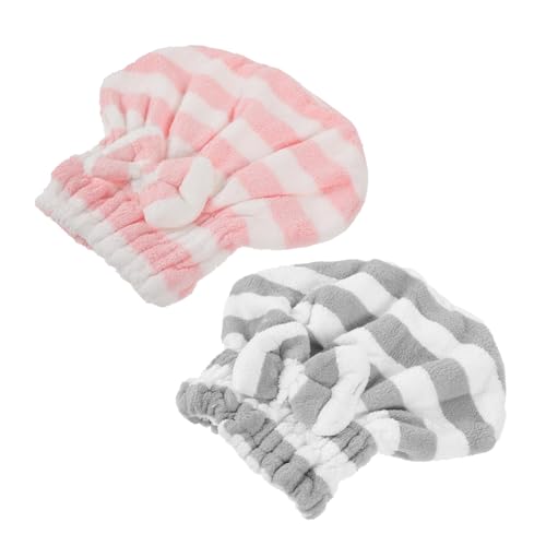 SHOWERORO 2er Packung Haar Trocknen Wrap Saugfähig Nasses Haar Handtuch Hut Schnell Trocknen Kopf Kappe Turban von SHOWERORO