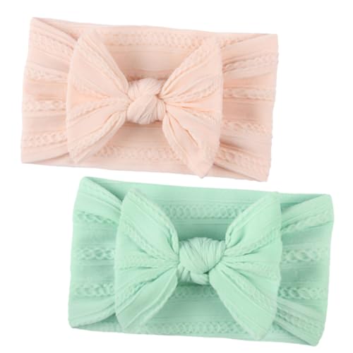 SHOWERORO 2stücke Stirnband Aus Nylon Mit Schleife Kopfbedeckung Für Kleinkinder Haarschmuck Für Junge Mädchen Rosa Grün Leicht Auszuziehen von SHOWERORO