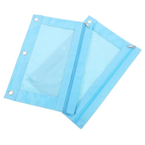 SHOWERORO Federmäppchen Mit 3 Ringen Transparentes Fenster Und Reißverschluss Für Ordner Und Bürosachen Canvas-Material Strapazierfähig Und Wasserfest von SHOWERORO