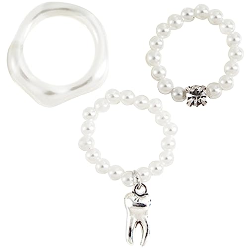 SHOWERORO 3 Stück Elastische Perlenringe Damen Modeschmuck Schmuckset Perlenimitat Beaded Finger Ringe Geschenkideen für Frauen Alltag Party von SHOWERORO