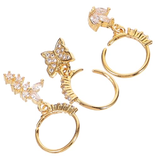 SHOWERORO 3 Stück Teiliges Nasenring mit Strass Schmetterling und Perlen Hautfreundlich Modisches Nasenpiercing Schmuck für Damen für Partys und Besondere Anlässe von SHOWERORO