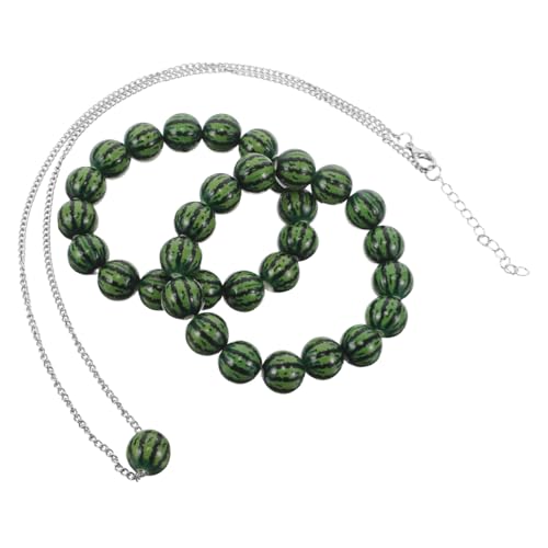 SHOWERORO 3 Stück Teiliges Wassermelonen Armband Verstellbare Freundschaftsschmuck mit Tropischem Fruchtmotiv Bunte Perlenarmbänder und Halskette Sommerliches Accessoire für Frauen und von SHOWERORO