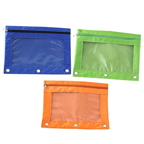 SHOWERORO 3St Federmäppchen mit DREI Löchern Stiftetui mit 3 Ringen Ordner Bleistifttasche Ordnertaschen büroorganizer Business Tasche Blinde Taschen Ordner-Dokumententaschen Oxford-Stoff von SHOWERORO